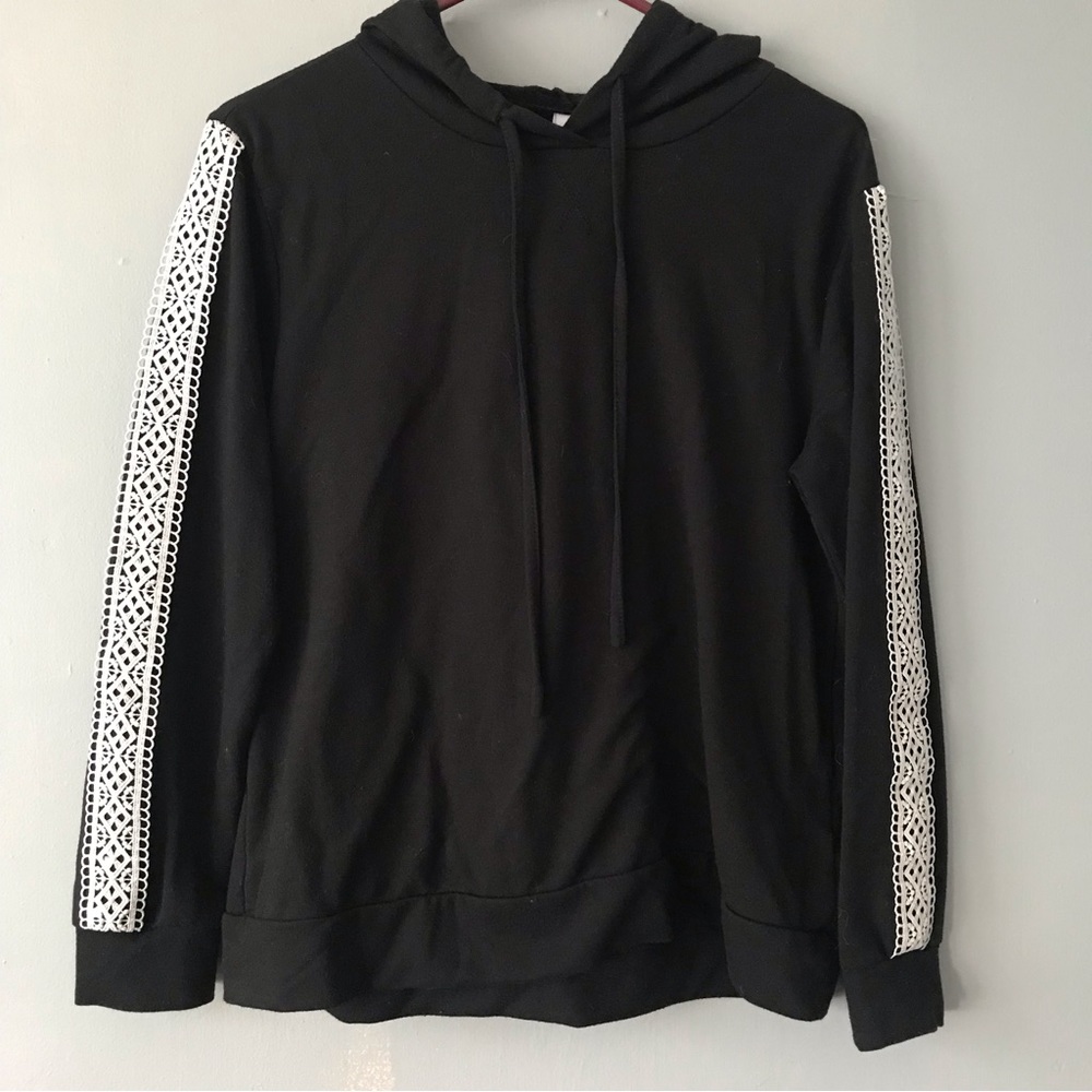 Flora Nikrooz Pullover Hoodie with Decorative Knotting on Sleeves Size Small